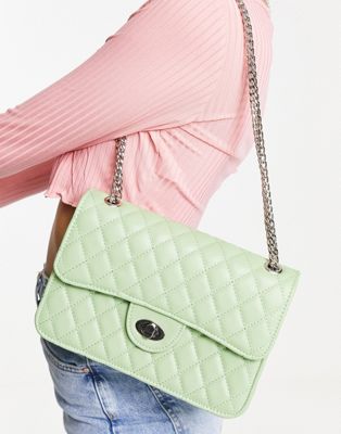 My Accessories London quilted cross body bag in pistachio green