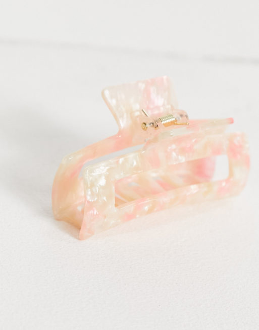 My Accessories London – Rechteckige Haarklammer in Pastellrosa, 3 von 4