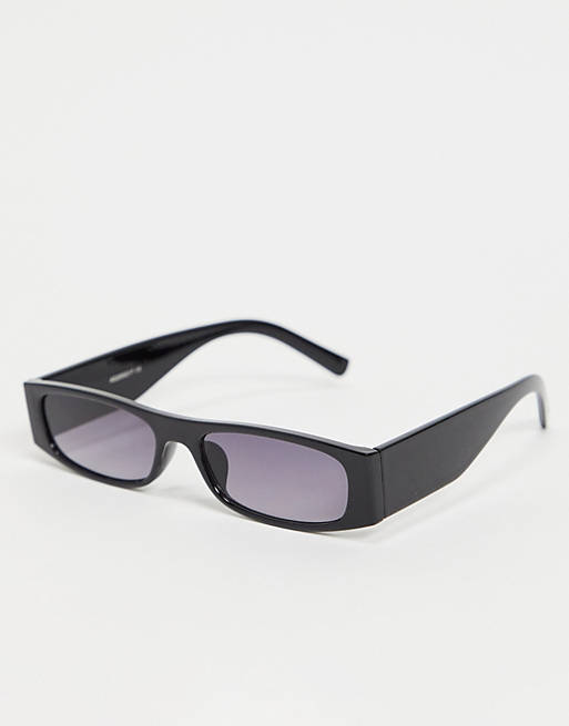 My Accessories London rectangle sunglasses in black with plastic frame