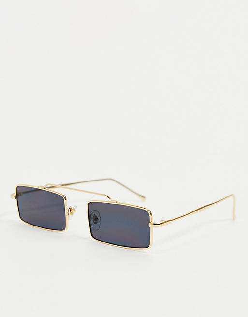 My Accessories London rectangle sunglasses in gold with black lens