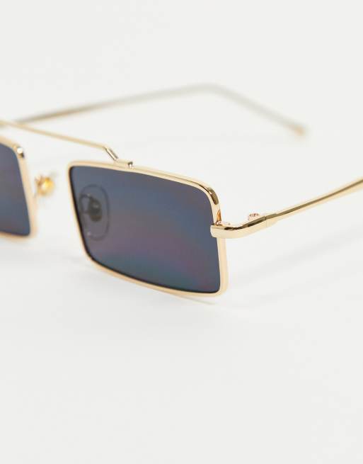 My Accessories London rectangle sunglasses in gold with black lens, 2 of 4