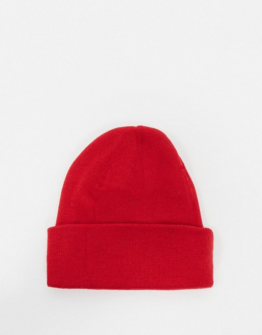 My Accessories London ribbed beanie hat in red