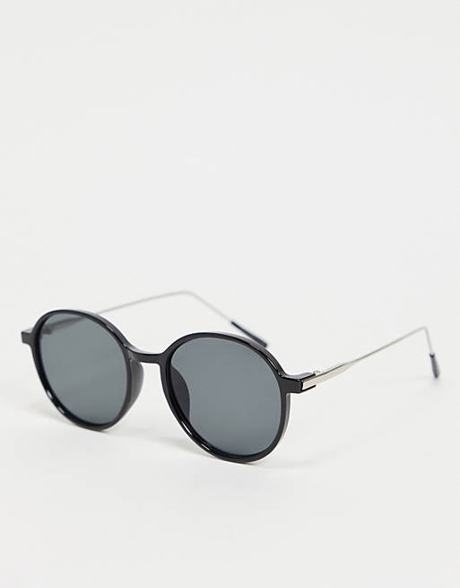 My Accessories London round sunglasses in black with plastic frame