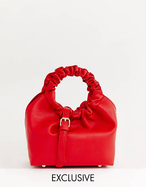 My Accessories London ruched handle mini grab statement bag