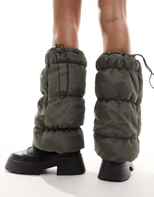 My Accessories London - Scaldamuscoli imbottiti in nylon kaki, 2 di 4