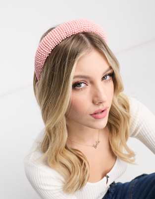 My Accessories London beaded headband in light pink - ASOS Price Checker