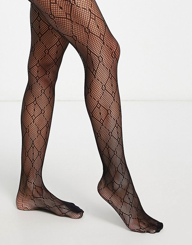 My Accessories London sheer tights in black with diamond print
