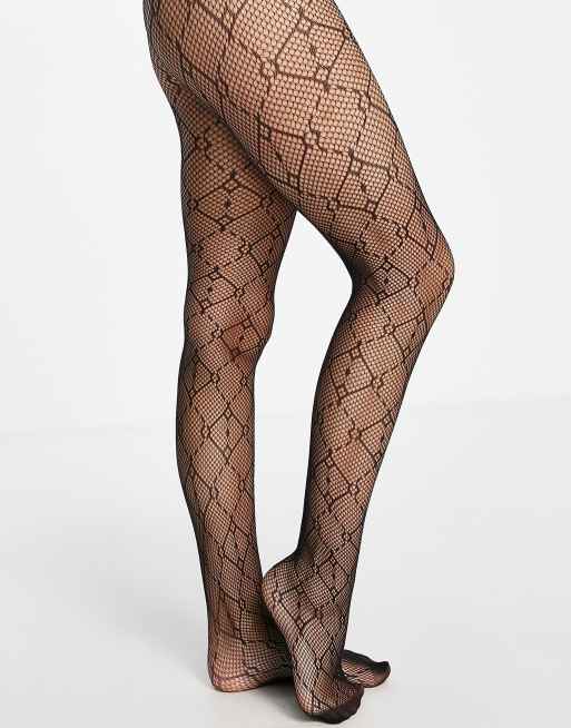 My Accessories London sheer tights in black with diamond print