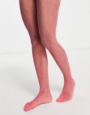 My Accessories London sheer tights in hot pink with diamond print