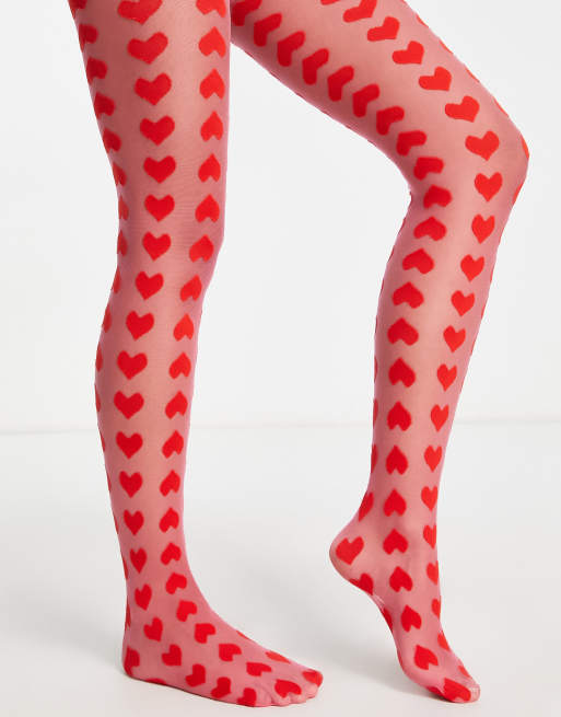 Red Heart Printed Sheer Tights