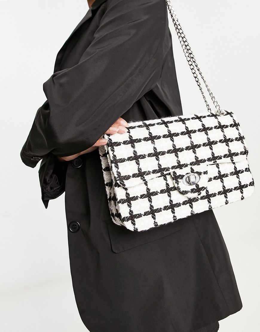 My Accessories London shoulder bag in tweed monochrome check-Multi