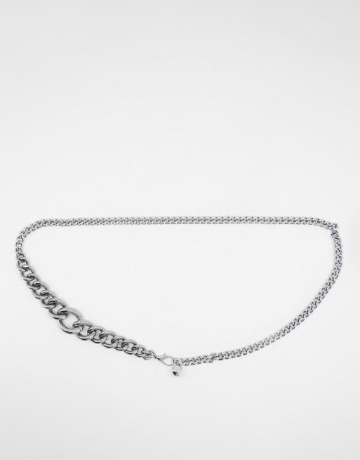My Accessories London – Silverfärgat kavajskärp med grova kedjelänkar