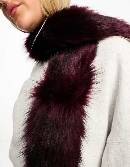 Faux fur extra-long scarf in deep purple - Cornflower Blue