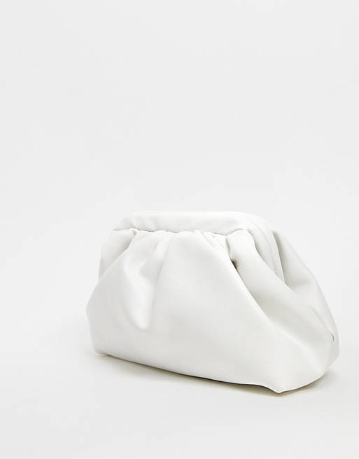 My Accessories London slouchy pillow clutch in white