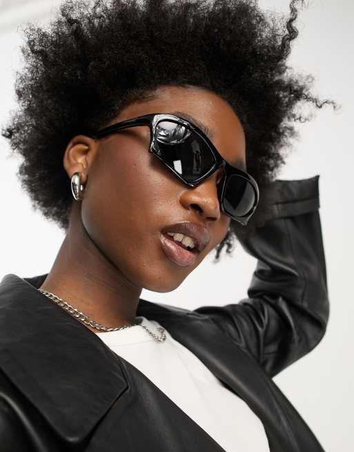 My Accessories London - Sorte sporty cateye-solbriller