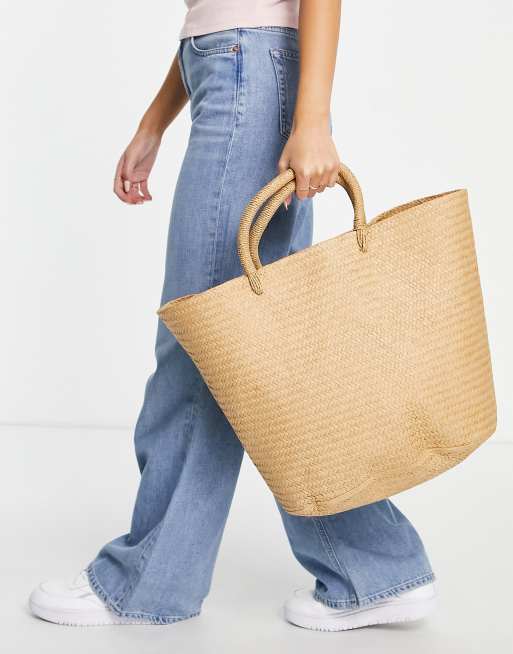 My Accessories London – Strukturierte Tragetasche aus Webmaterial in Strohoptik