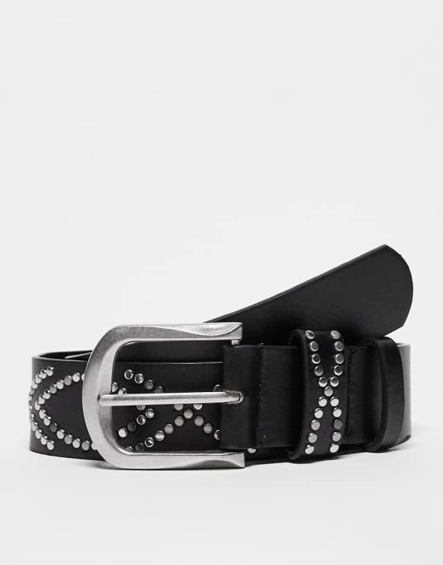 My Accessories London studded belt in black