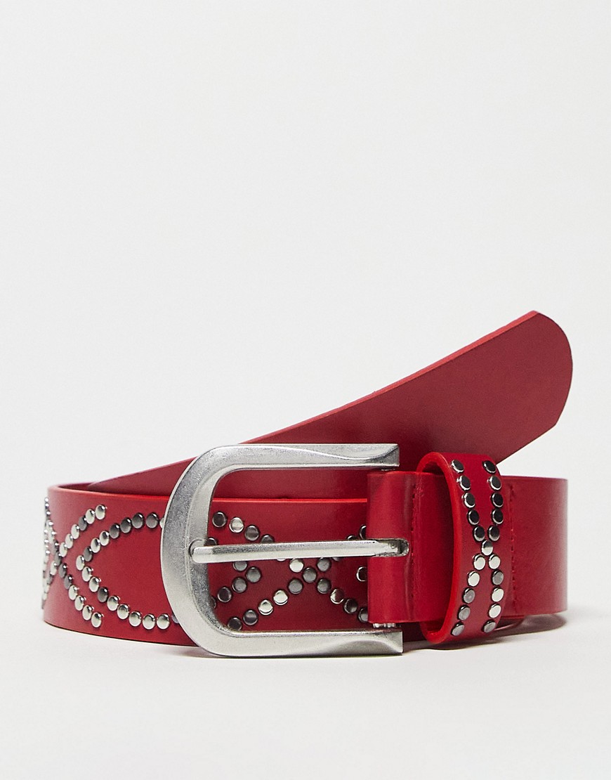 My Accessories London studded belt in red