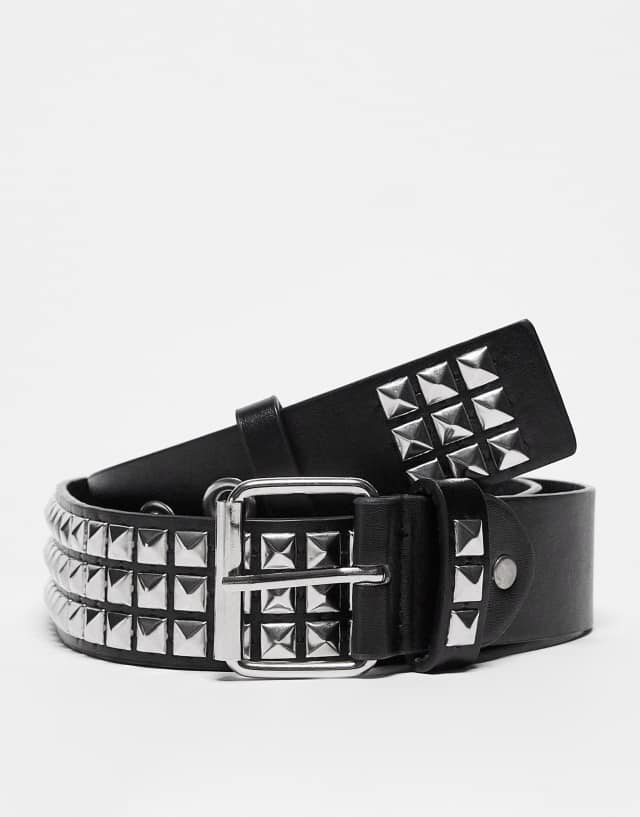 My Accessories London studded grunge belt in black