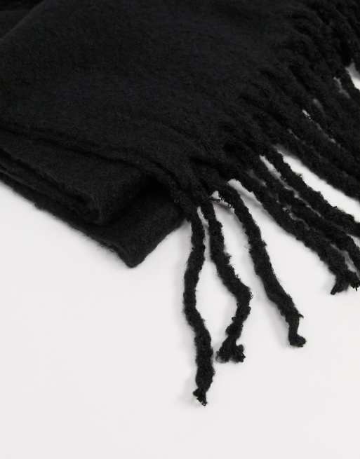 My Accessories London super soft scarf with tassels in black, 4 of 4