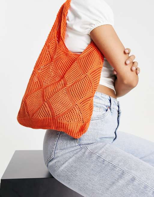 My Accessories London Tote bag au crochet Orange vif ASOS