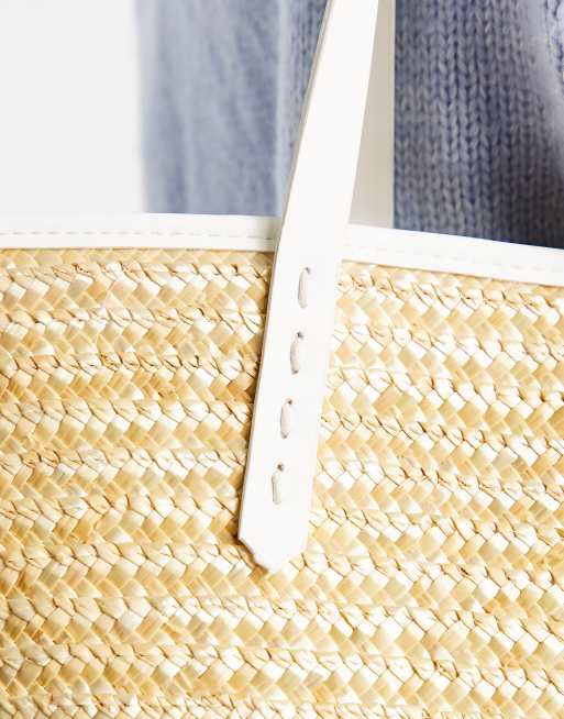 My Accessories London - Tote-taske i strå med hvid kant, 2 af 4