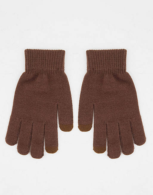 My Accessories London touch screen gloves in chocolate