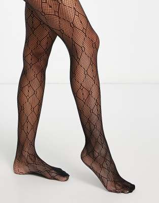 My Accessories London – Transparente Strumpfhose in Schwarz mit Rauten-Muster