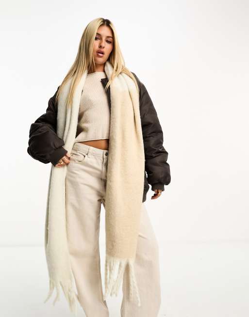 My Accessories London two tone blanket scarf in cream