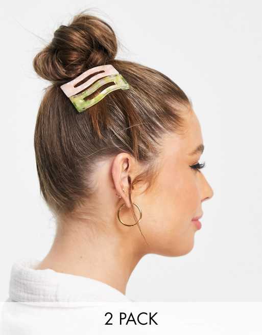My Accessories London – Wellige Haarspangen in schillernden Farben im 2er-Pack