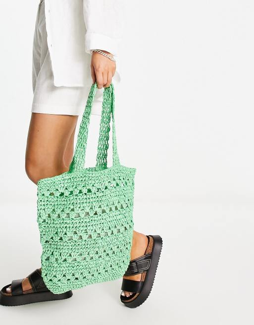 My Accessories London woven crochet tote bag