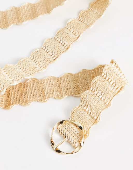 My Accessories London woven rattan crochet belt in natural, 4 of 4