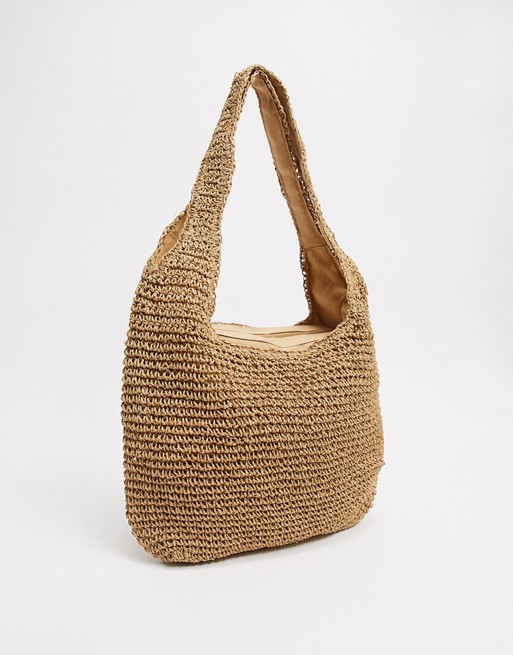 My Accessories London woven slouchy tote in natural