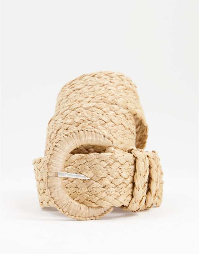 My Accessories London woven waist and hip belt in straw