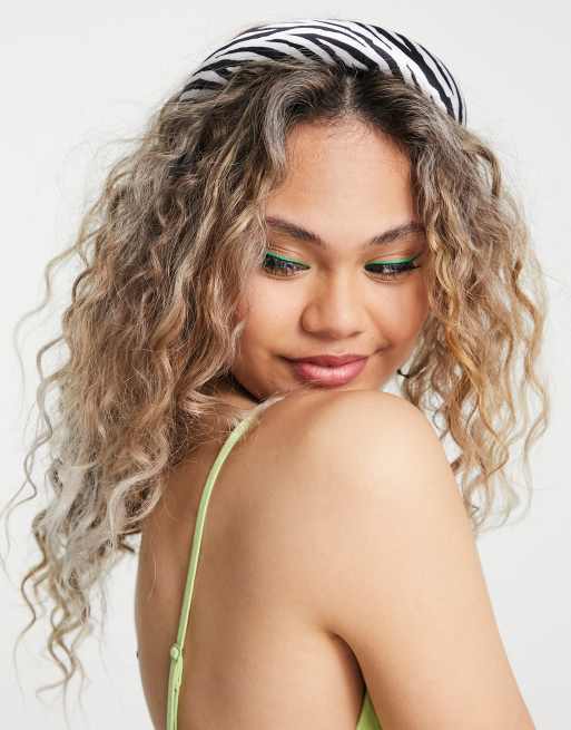 My Accessories London – Wyściełana satynowa opaska na głowę we wzór w zebrę – Część zestawu