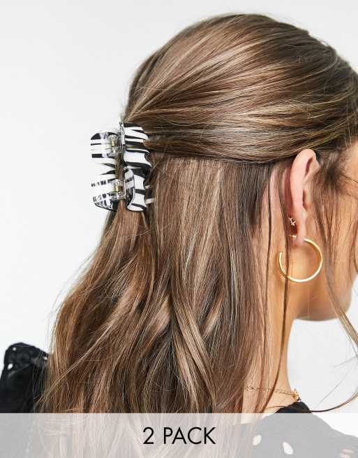 My Accessories London – Zestaw 2 klamerek do włosów w wirujący wzór