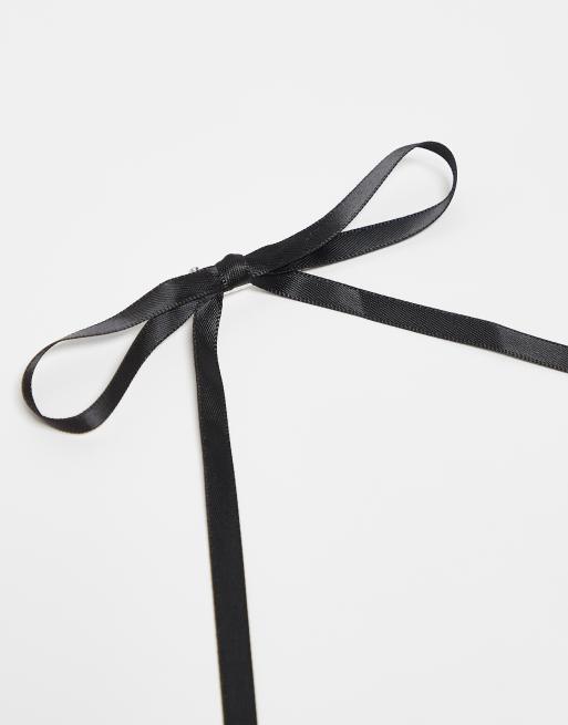 My Accessories - Lot de 4 barrettes à cheveux avec ruban noué en satin - Noir, 4 de 4