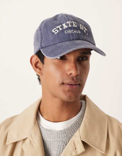 My Accessories – Man – Baseball-Kappe in verwaschenem Marineblau mit „State St.“-Slogan - view 1