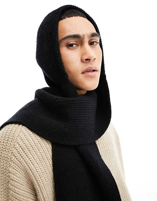 My Accessories Man hooded scarf in black My Accessories Man hooded scarf in black