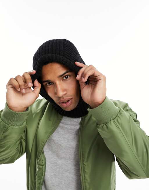 My Accessories Man knitted loose balaclava in black 