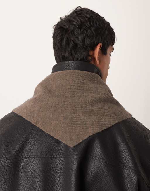 My Accessories Man knitted triangle scarf in brown