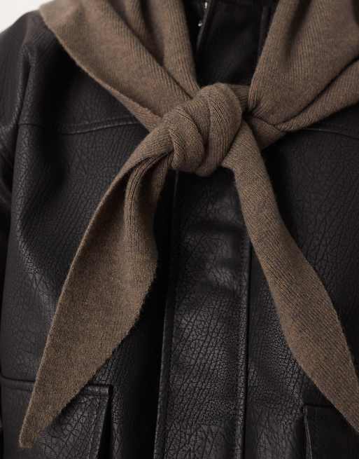 My Accessories Man knitted triangle scarf in brown