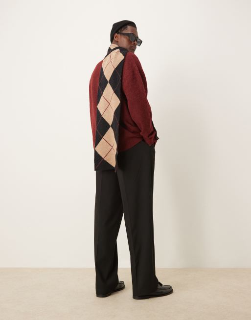 My Accessories – Man – Oversize-Schal mit Rautenmuster in Schwarz und Taupe, 3 von 4