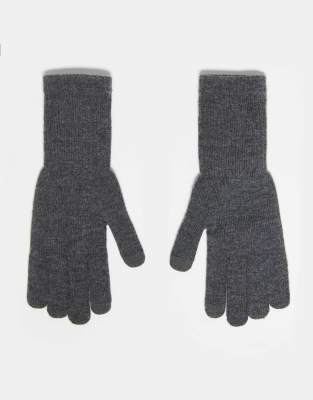 My Accessories My Accessories Man plain knit touch screen gloves in grey