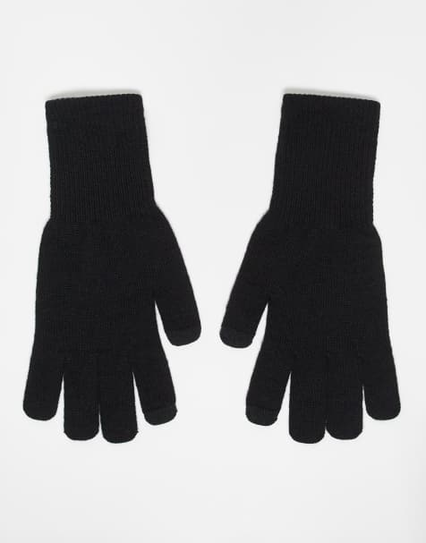 My Accessories Man touch screen knitted gloves in black - view 1