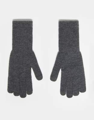 My Accessories Man touch screen knitted gloves in grey