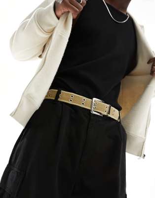 My Accessories Man webbing double eyelet grunge belt in green - ASOS Price Checker