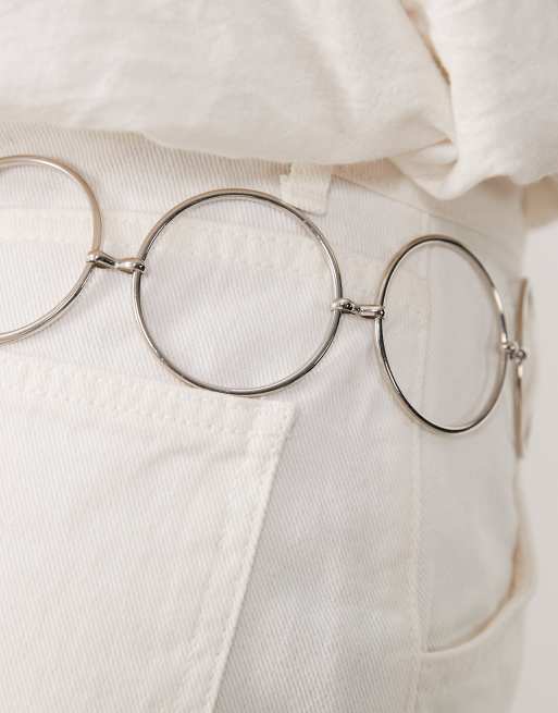 My Accessories - Metalen ceintuur met grote ringen in zilver, 2 van 3