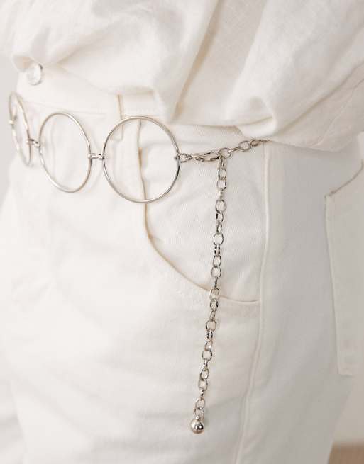 My Accessories - Metalen ceintuur met grote ringen in zilver, 3 van 3