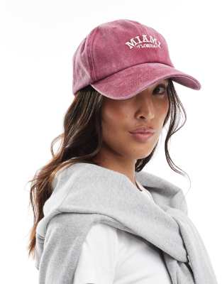 My Accessories Miami Baseball Cap In Red